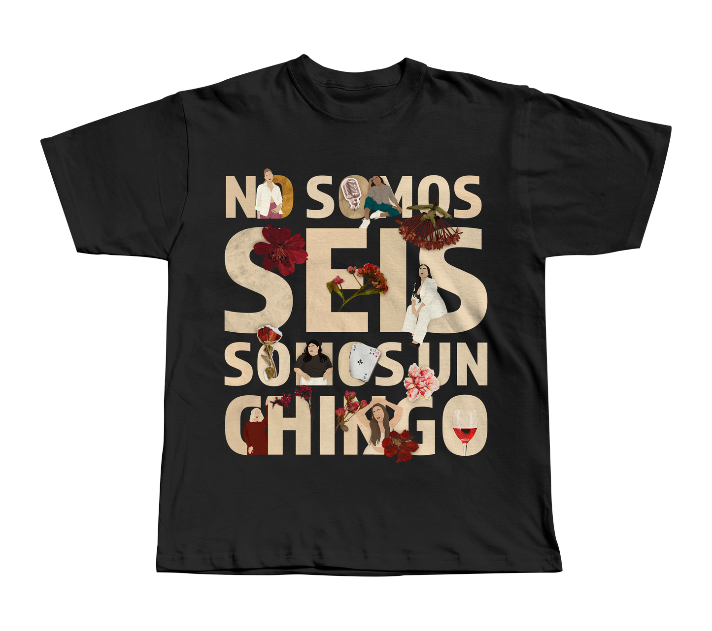 SEIS DE COPAS: PLAYERA NEGRA NO SOMOS SEIS SOMOS UN CHINGO